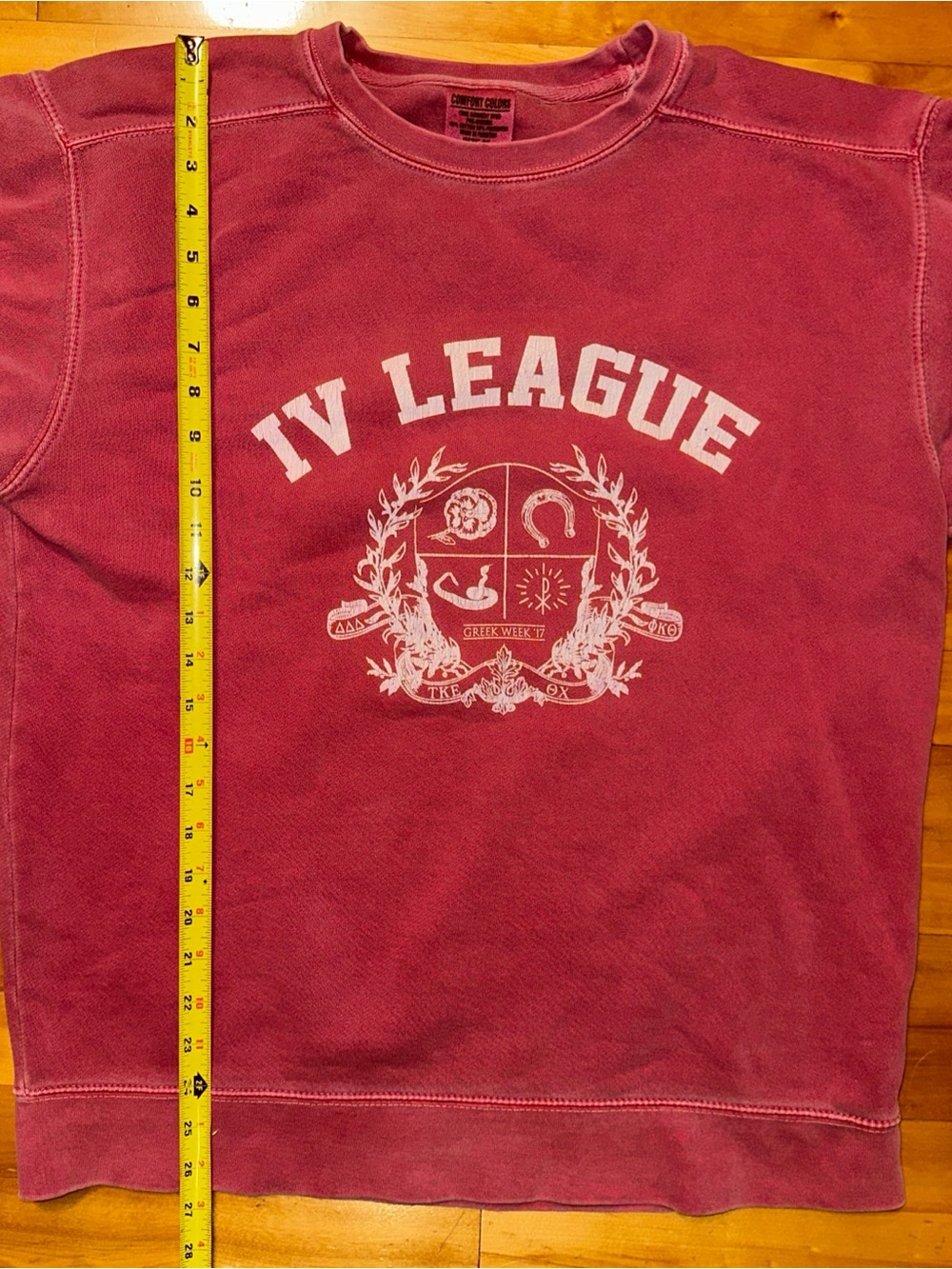 Comfort Colors Greek Week Sweatshirt M Pink Sorority Fraternity Collegiate Crew - Picture 8 of 9